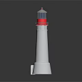 White Red And Blue Lighthouse Model With Glass Windows And Tower Structure Design