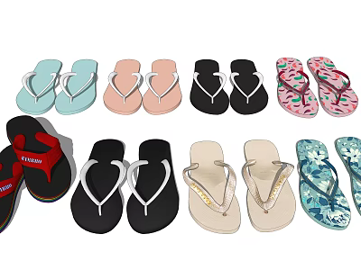 Modern Slippers Sandals 3d model Modern Slippers Sandals 3d model