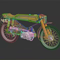 Vintage Orange And Yellow Motorcycle With Number 48 Brown Seat And Metallic Parts