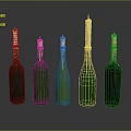 Five Green Wine Bottles And Glasses With Candles On Dark Reflective Background