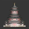 Traditional Ancient Chinese Architecture Multi Tiered Tower Green Roofs Red Walls and Golden Spire Design