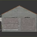 Small House Model With Gray Walls Red Tiled Roof Window Garage Door And Air Conditioner