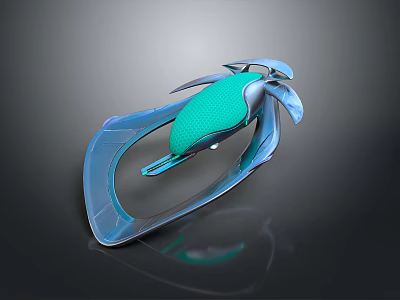 Futuristic Turquoise Streamlined Vehicle With Wing Like Structures And Shiny Surface 3d model
