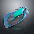 Futuristic Turquoise Streamlined Vehicle With Wing Like Structures And Shiny Surface