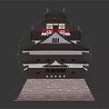 Cartoon Castle Scene With Multi Tiered Dark Roof Pink Stone Base And Red Top Decorations