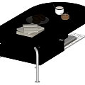 Black Oval Top Coffee Table With Metal Legs Storage Shelf And Coffee Cup