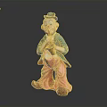 Colorful Clown Figurine With Blue Outfit Pink Pants And Black Hat Holding Horn