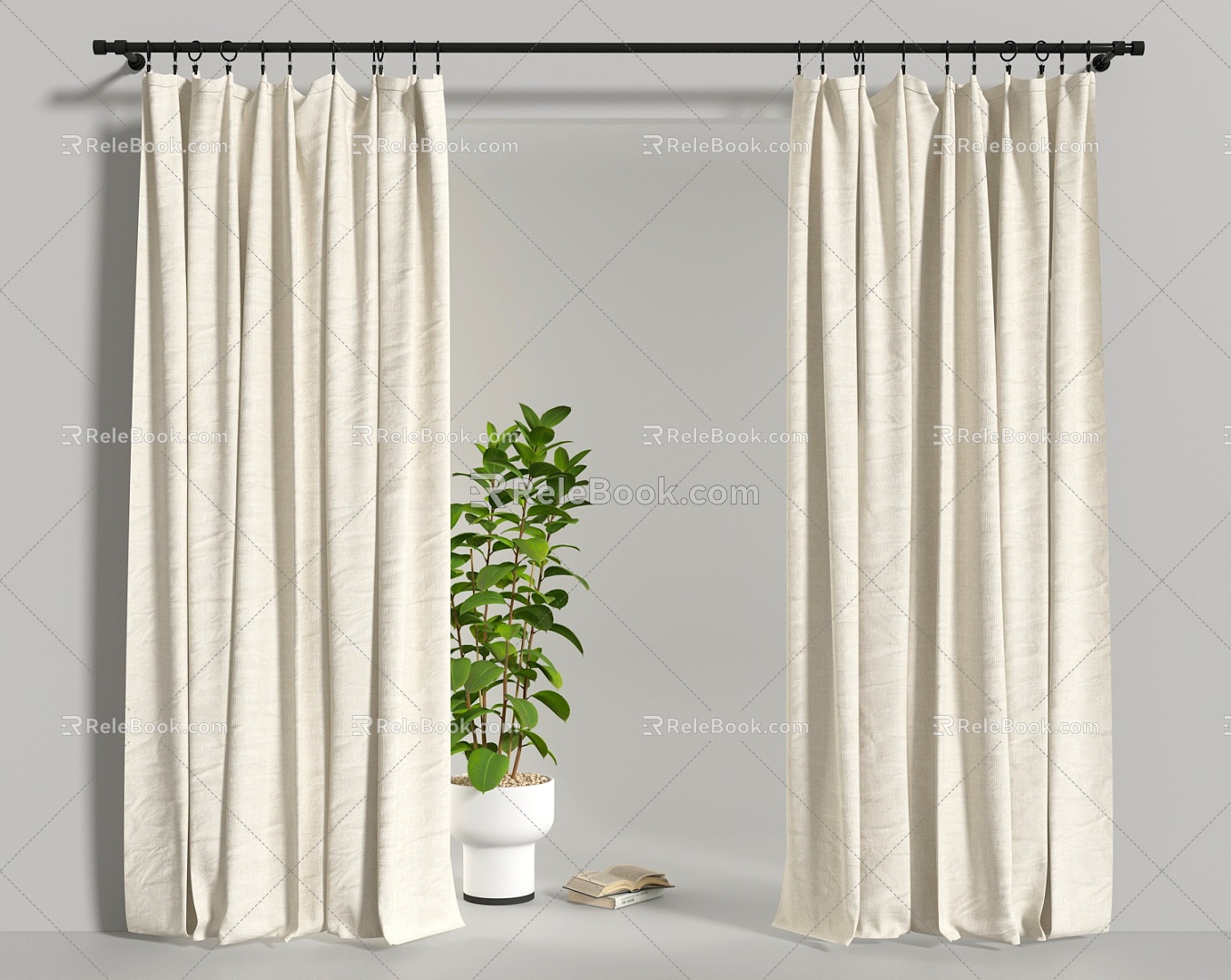 Roman Rod Curtain Door Curtain Gauze Curtain 3d model