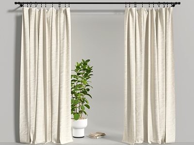 Roman Rod Curtain Door Curtain Gauze Curtain 3d model