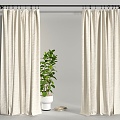 Roman Rod Curtain Door Curtain Gauze Curtain 3d model