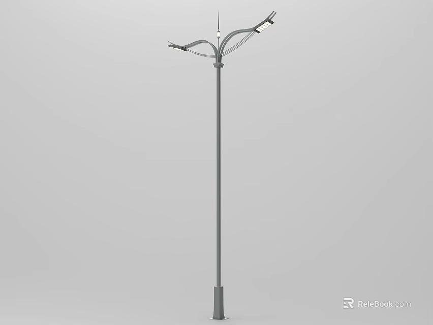 Modern Outdoor Street Light with Multiple Arms and Tall Pole for Road Illumination 3d model 