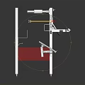 Adjustable Mechanical Workbench With Red Surface White Metal Frame And Wheels