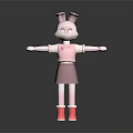 Pink Rabbit Game Film Character With Bunny Ears Pink Dress Red Shoes And Smiling Face