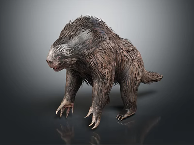 Mythical Furry Creature Character with Thick Fur Sharp Claws and Standing Posture 3d model