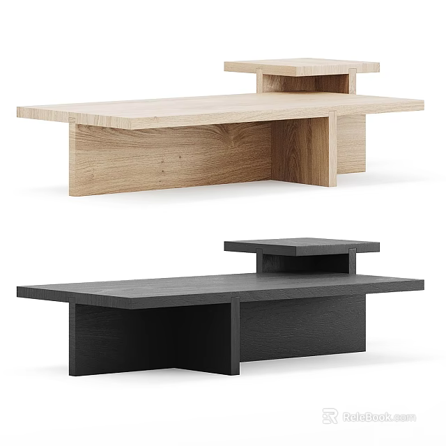 Modern Coffee Table Design With Light And Dark Wood Finish And Tiered Structure 3d model 