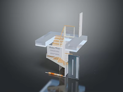 Architectural Model Design With Staircase Transparent Platform And Structural Elements 3d model