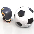 Classic Black Orange Boxing Gloves And White Black Soccer Ball For Sports Use