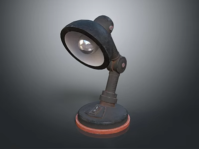 Vintage Black Table Lamp With Adjustable Arm And Red Base Design 3d model