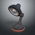 Vintage Black Table Lamp With Adjustable Arm And Red Base Design 3d model