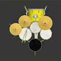 Yellow Drum Set With Cymbals Drum Stool And Drumsticks For Home Use
