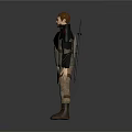 3D Male Adventurer Character With Brown Hair Beard And Armored Shoulder Gear