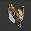 Tiger Headed Warrior Character Statue In Dynamic Standing Pose With White Base 3d model