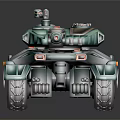 Futuristic Teal Tank 3D Model With Turret Cannon Red Lights And Tracks