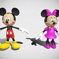 Mickey Mouse And Minnie Mouse With Red Shorts Pink Dress Bow Yellow And Pink Shoes