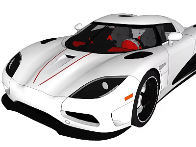 White Sports Car With Red Interior And Sleek Aerodynamic Design Features 3d model