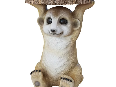 Unique Decorative Dining Table With Standing Meerkat Sculpture Holding Up Tabletop Design 3d model