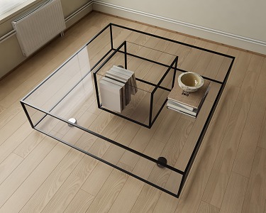 Modern coffee table square glass coffee table 3d model