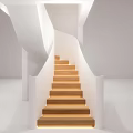 Modern Spiral Staircase Design With Wooden Steps White Surroundings And Lighting Elements
