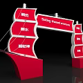Sailing Themed Event Entrance With Red Decorative Structure And Sailboat Design