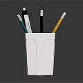 White Stationery Holder With Pens And Pencils For Desk Organizing
