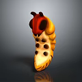 Cartoon Caterpillar Character Design With Yellow Body Black Spots Red Head And Small Antennae