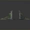 Rustic Stone Archway With Moss Covered Walls Pathway Grass And Stones