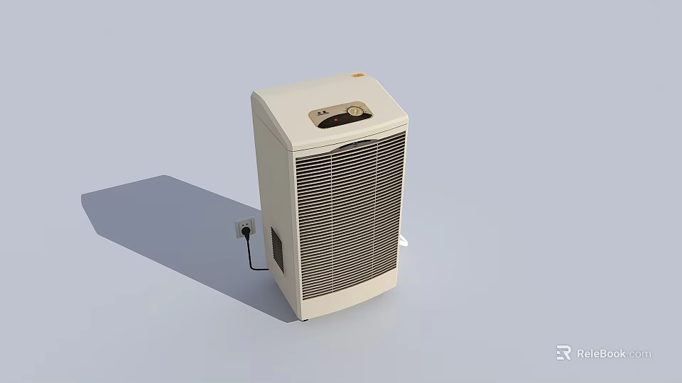 White Electric Space Heater With Adjustable Thermostat And Power Cord 3d model 