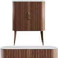 Modern Wooden Console And Side Cabinets With Vertical Slat Doors And Brass Legs