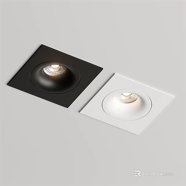 Black and White Square Recessed Spotlights Modern Ceiling Lighting Fixtures 3d model 