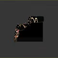Red Weapons With Koi Fish And Golden Wave Pattern On Black Box Cloth