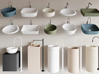 Modern Washbasin Designs With Various Colors And Styles For Bathroom Interiors 3d model
