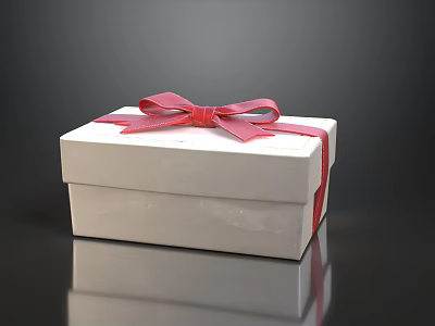 Toy Gift Shop White Gift Box With Red Bow Decoration For Presents 3d model