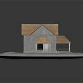 Two Story Detached Villa With Brown Roof Gray Exterior And Porch Columns