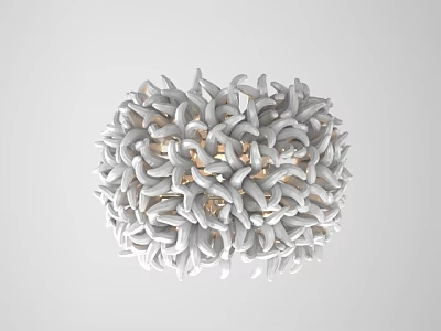 Spherical Wall Lamp with White Curved Leaf Like Structures and Illuminated Center Design 3d model