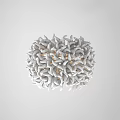 Spherical Wall Lamp with White Curved Leaf Like Structures and Illuminated Center Design