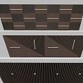 Modern Ceiling Design With Wooden Slats Geometric Patterns And Lighting 3d model