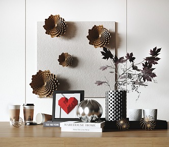 Modern ornaments combination three-dimensional wall decoration combination 3d model