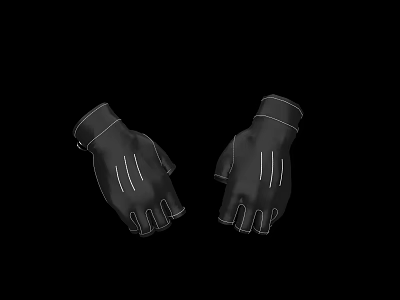 Black Gloves With Stitched Details For Daily Use And Outdoor Activities 3d model