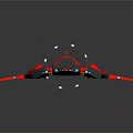 Futuristic Red And Gray Spaceship With Blue Glowing Accents And Sleek Design