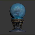 Blue Spherical Decorative Home Item With Carved Ornate Base For Living Room